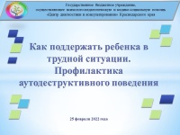 Краевой родительский всеобуч на тему: «Как поддержать ребенка в трудной ситуации. Профилактика аутодеструктивного поведения».